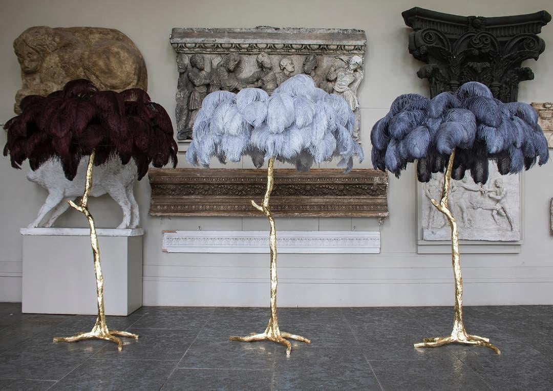 Ostrich Feather Brass Floor Lamp - NexioPick