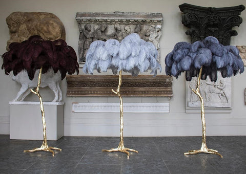 Ostrich Feather Brass Floor Lamp - NexioPick