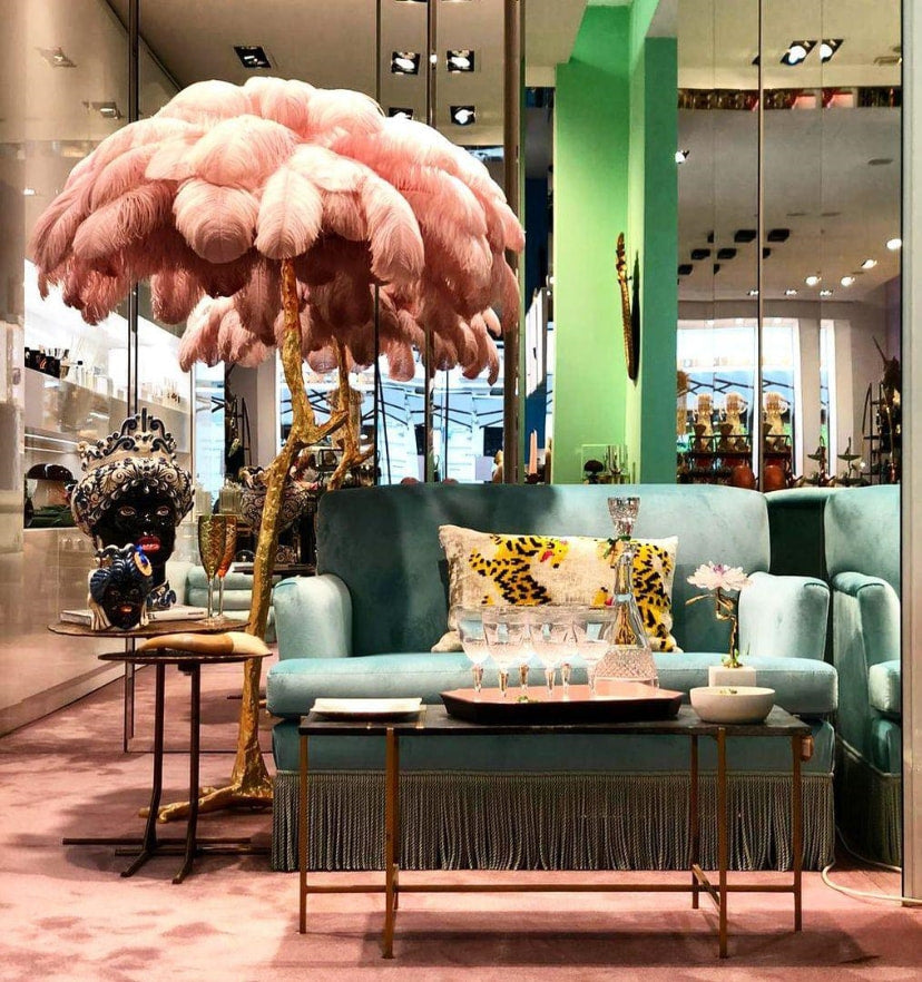 Ostrich Feather Brass Floor Lamp - NexioPick