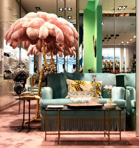 Ostrich Feather Brass Floor Lamp - NexioPick