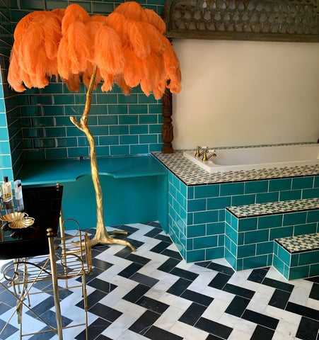 Ostrich Feather Brass Floor Lamp - NexioPick