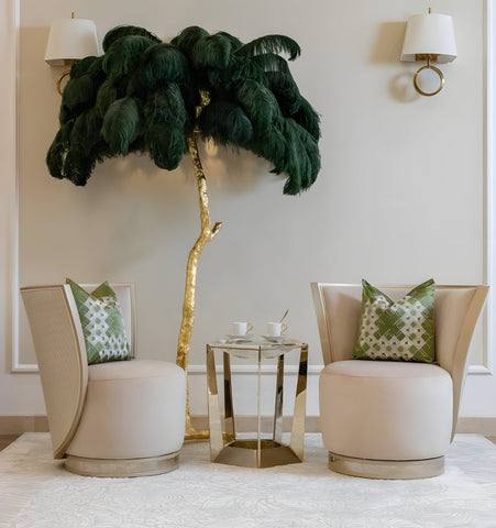 Ostrich Feather Brass Floor Lamp - NexioPick