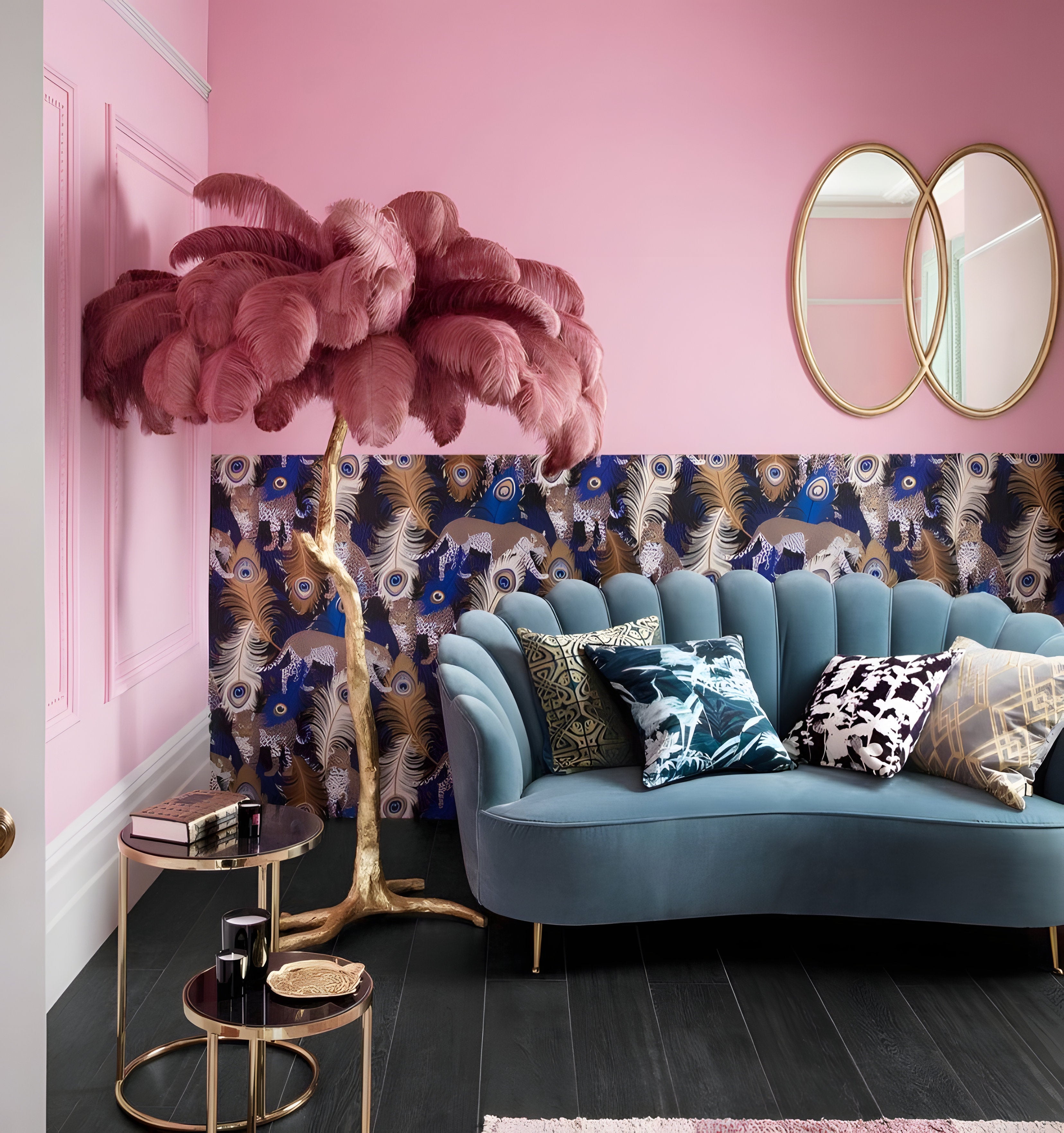 Ostrich Feather Brass Floor Lamp - NexioPick