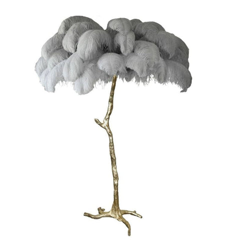 Ostrich Feather Brass Floor Lamp - NexioPick