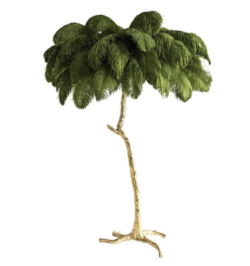 Ostrich Feather Brass Floor Lamp - NexioPick