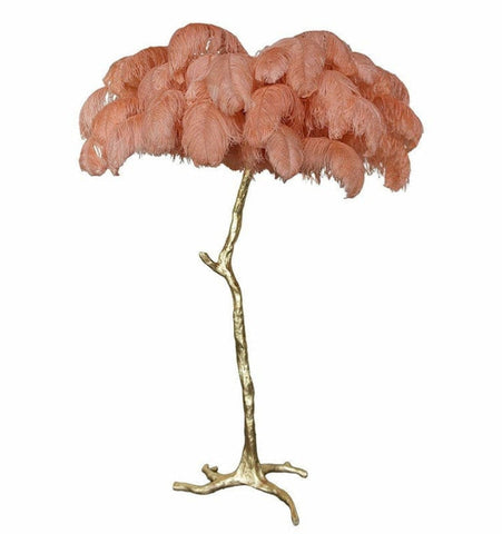 Ostrich Feather Brass Floor Lamp - NexioPick