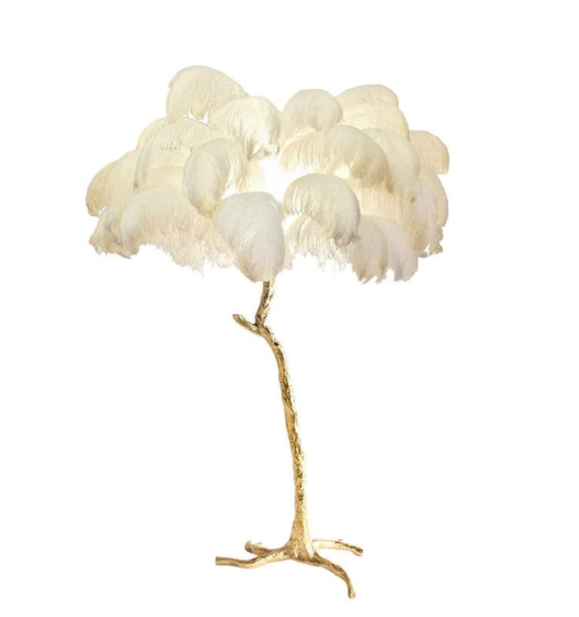 Ostrich Feather Brass Floor Lamp - NexioPick