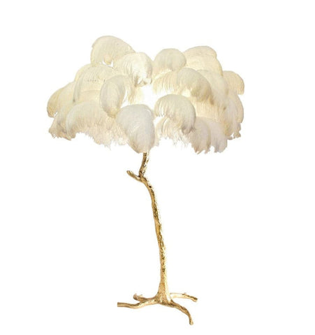 Ostrich Feather Brass Floor Lamp - NexioPick