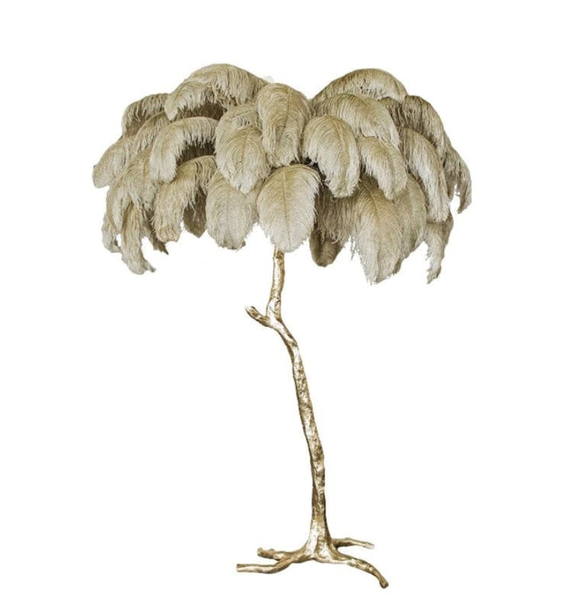 Ostrich Feather Brass Floor Lamp - NexioPick