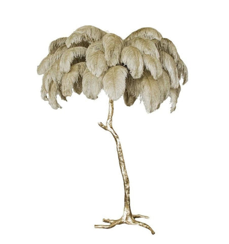 Ostrich Feather Brass Floor Lamp - NexioPick