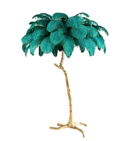 Ostrich Feather Brass Floor Lamp - NexioPick