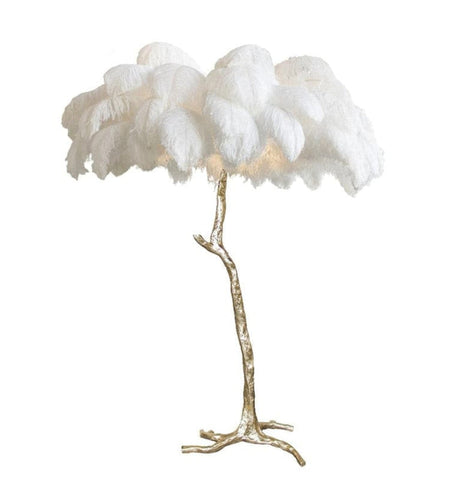 Ostrich Feather Brass Floor Lamp - NexioPick