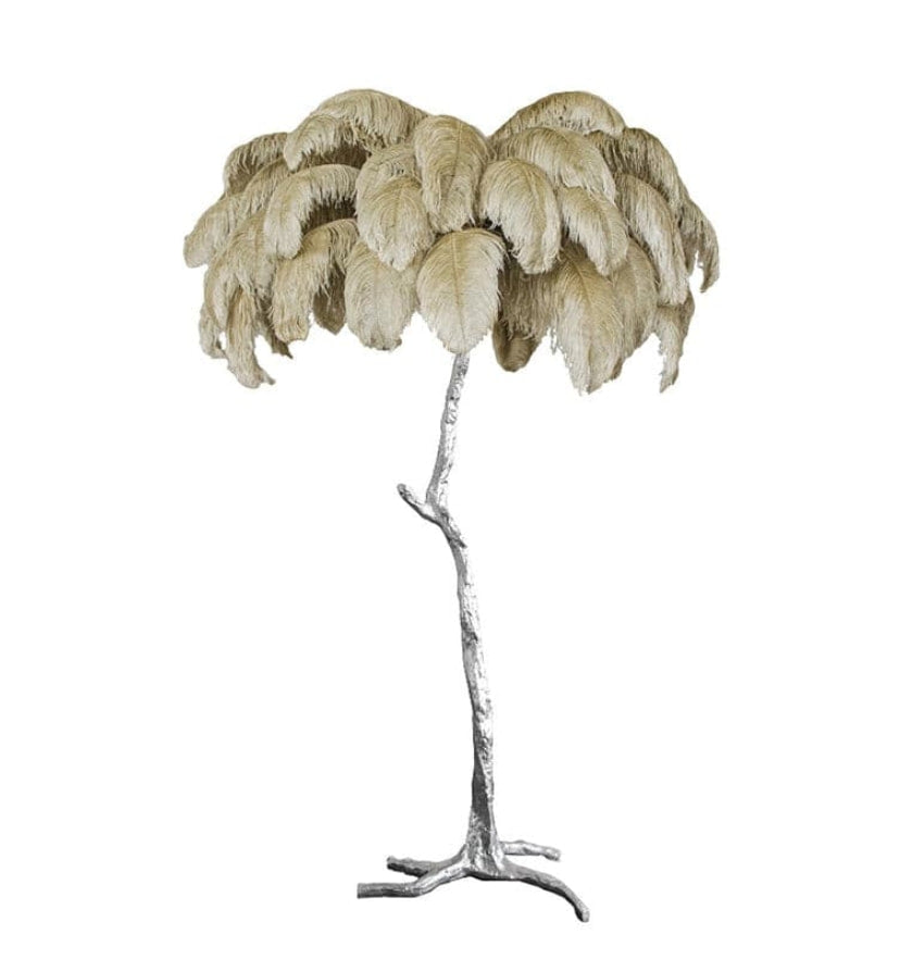 Ostrich Feather Brass Floor Lamp - NexioPick