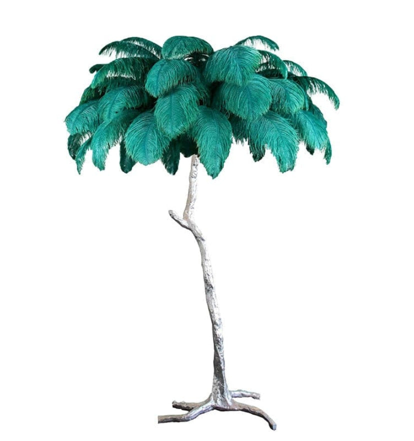 Ostrich Feather Brass Floor Lamp - NexioPick