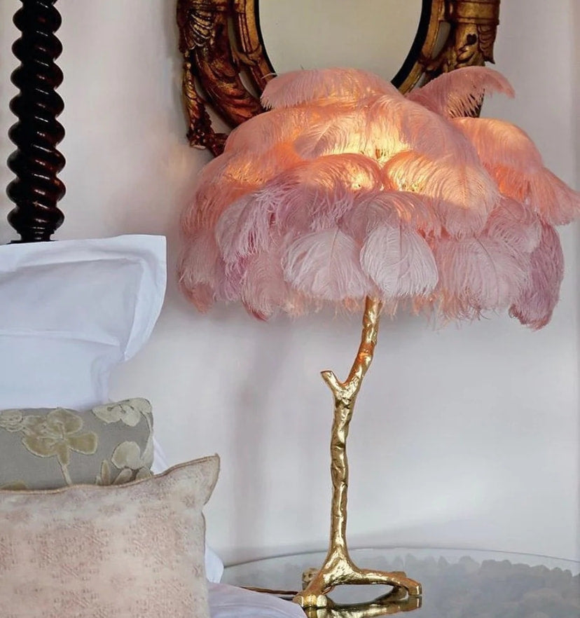 Ostrich Feather Table Lamp - NexioPick