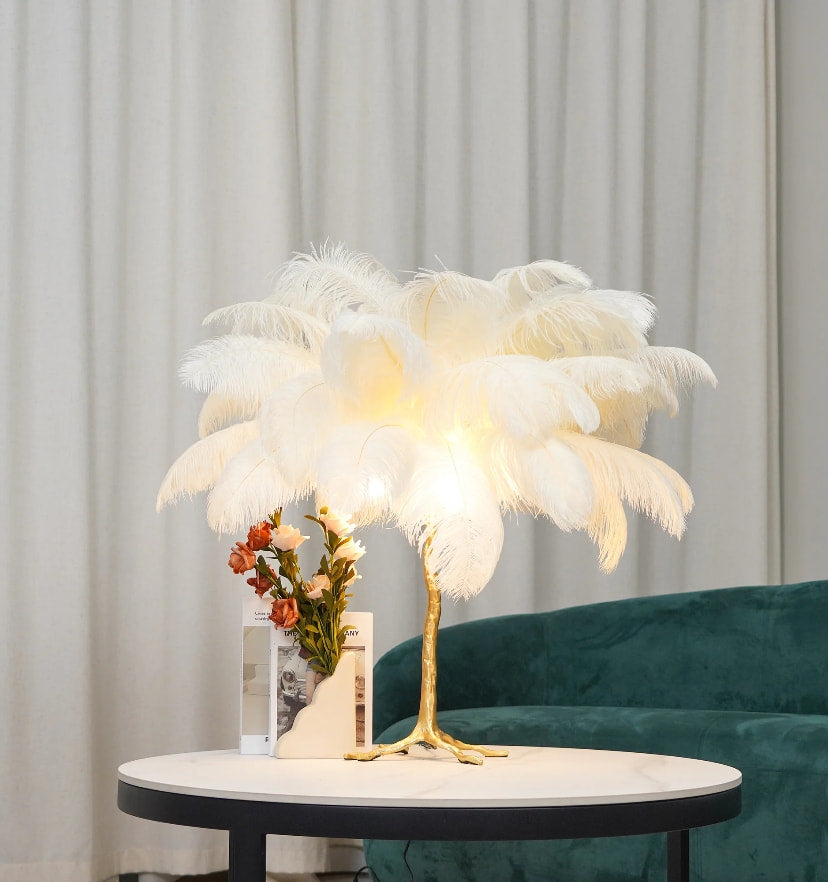 Ostrich Feather Table Lamp - NexioPick