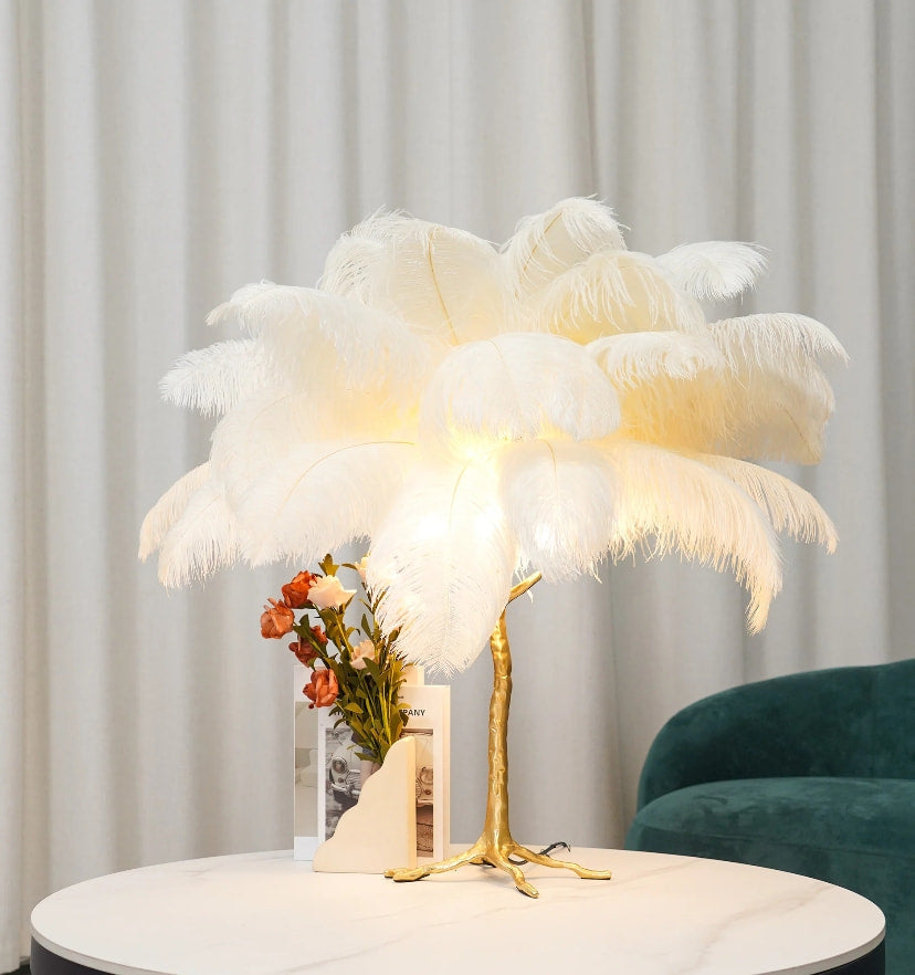 Ostrich Feather Table Lamp - NexioPick