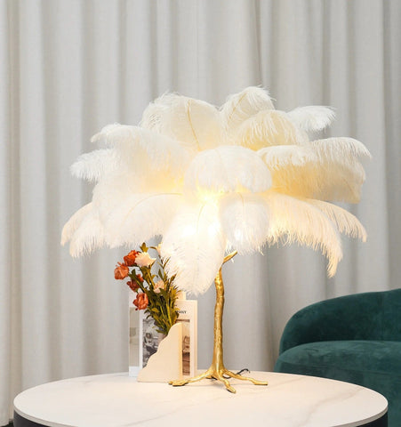 Ostrich Feather Table Lamp - NexioPick