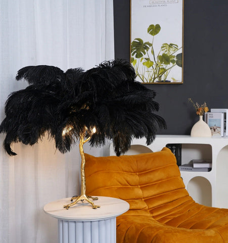 Ostrich Feather Table Lamp - NexioPick