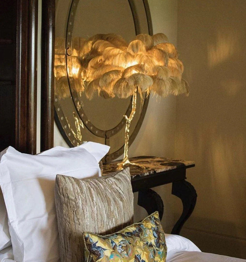 Ostrich Feather Table Lamp - NexioPick
