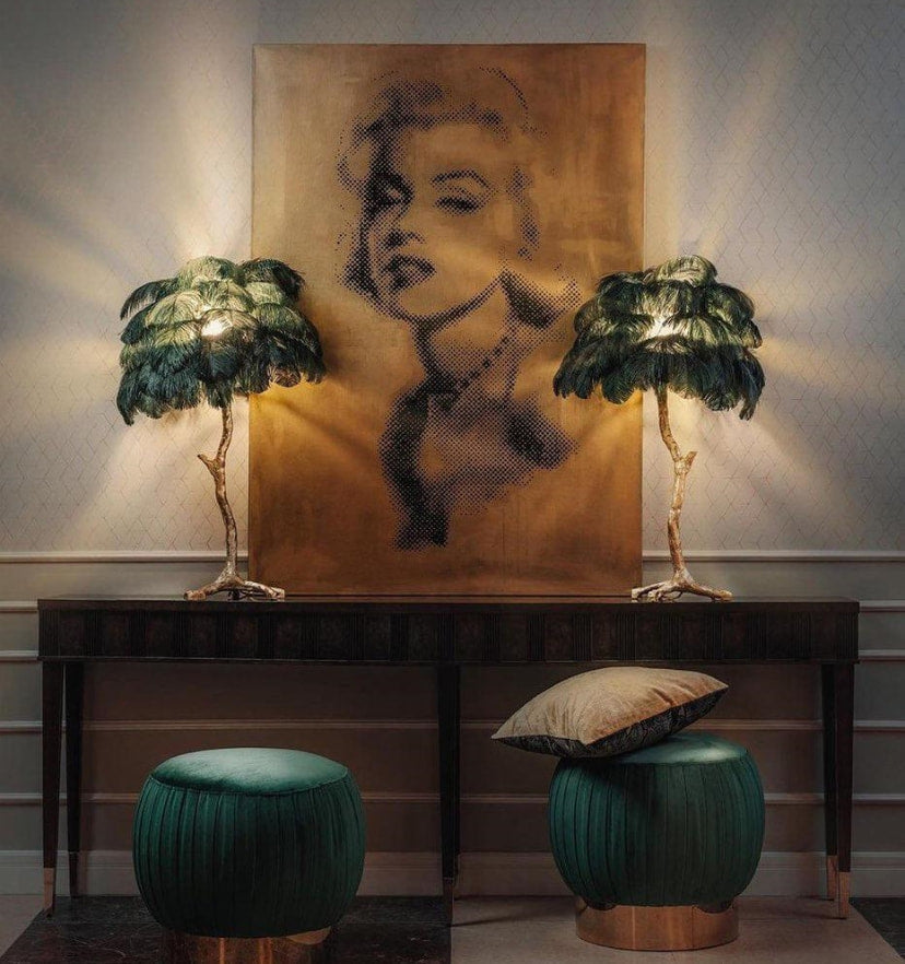 Ostrich Feather Table Lamp - NexioPick