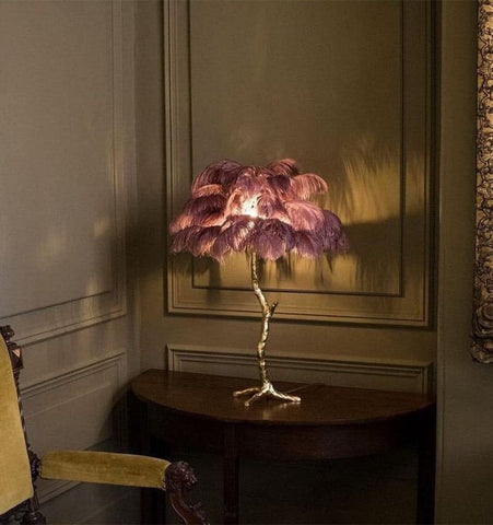 Ostrich Feather Table Lamp - NexioPick