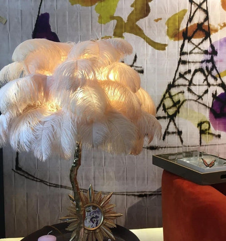 Ostrich Feather Table Lamp - NexioPick