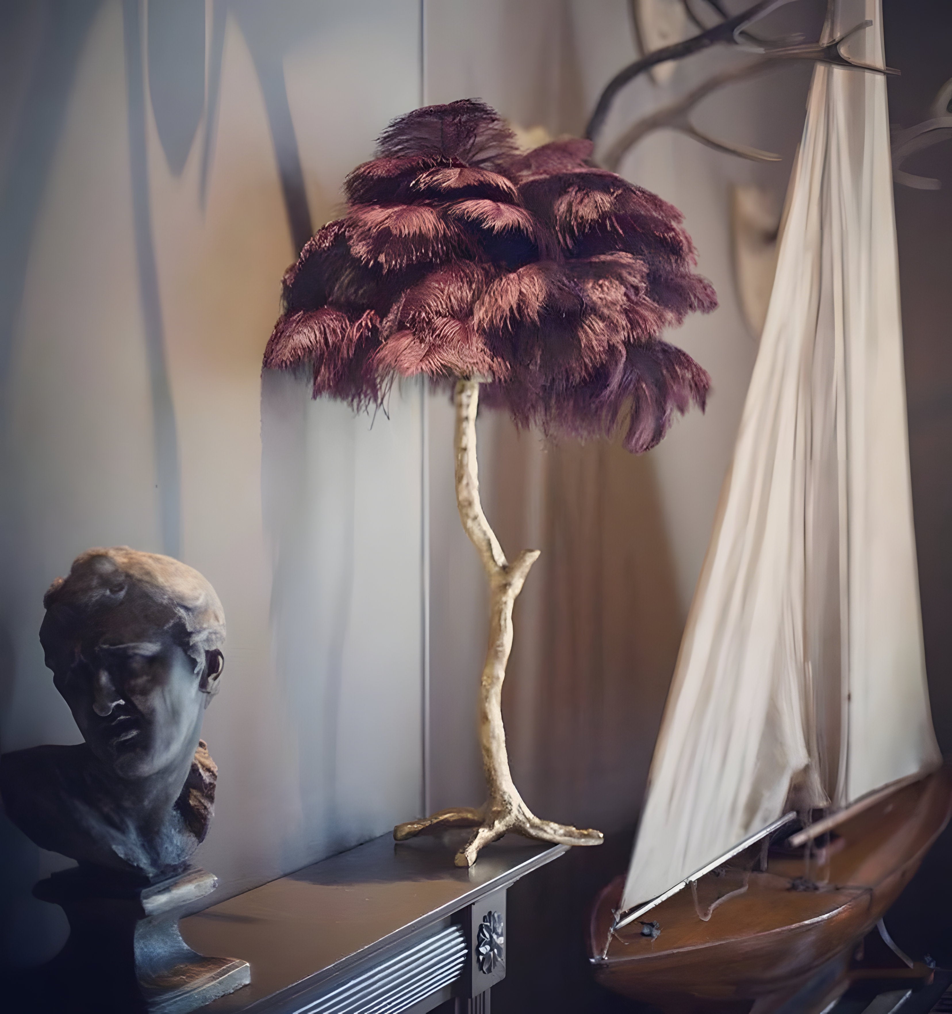 Ostrich Feather Table Lamp - NexioPick