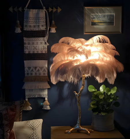 Ostrich Feather Table Lamp - NexioPick
