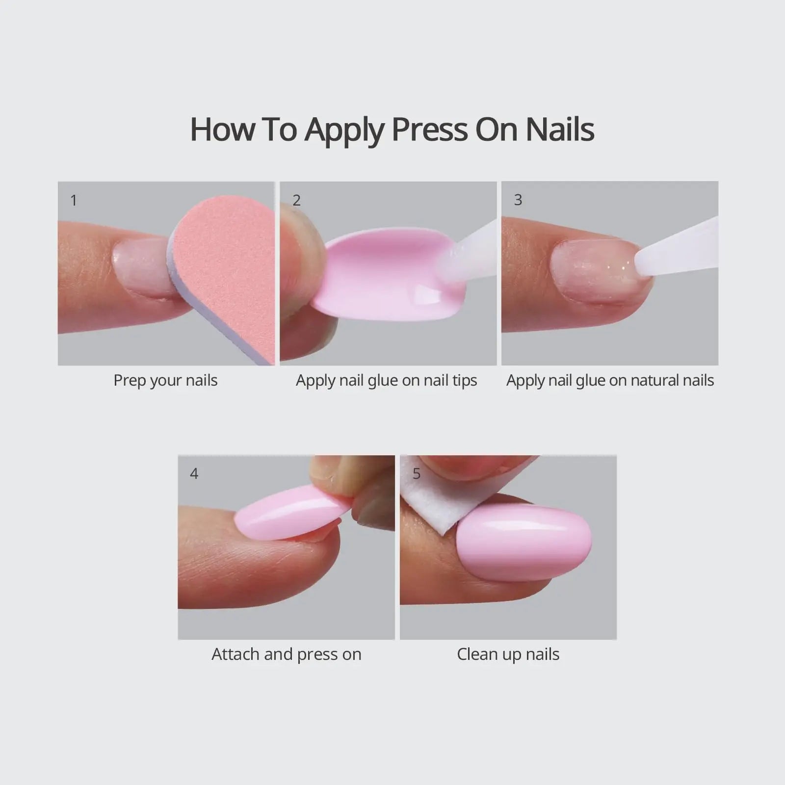 Pastel Baby Pink Press On Nails – Almond Shaped Soft Gel Fake Nails with Glue & Full Kit