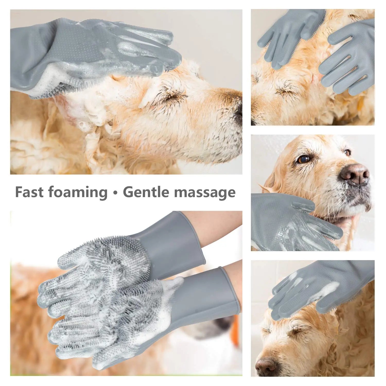 Pet Grooming Gloves – 5-Finger Deshedding & Massage Glove for Dogs, Cats & More