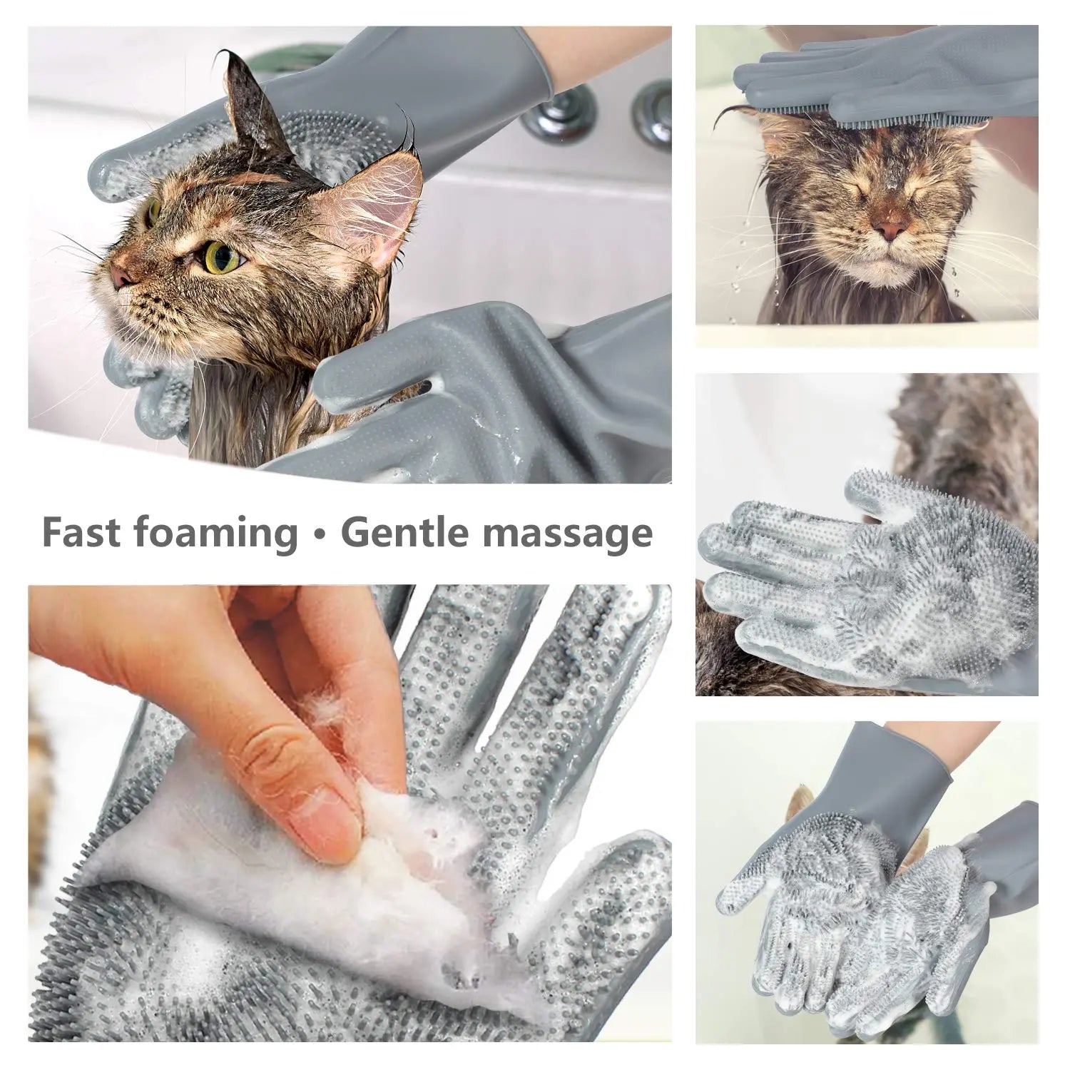 Pet Grooming Gloves – 5-Finger Deshedding & Massage Glove for Dogs, Cats & More