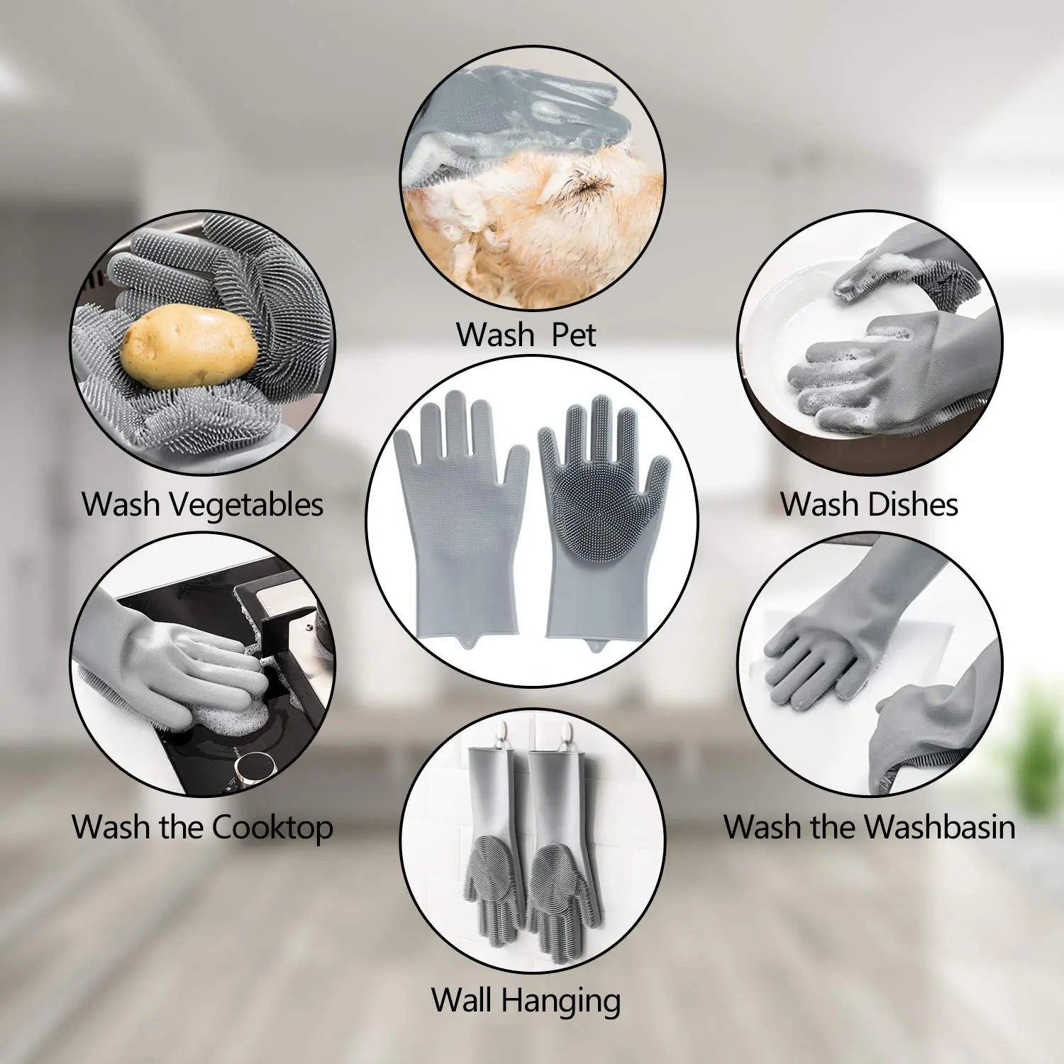 Pet Grooming Gloves – 5-Finger Deshedding & Massage Glove for Dogs, Cats & More