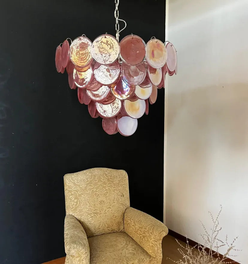 Pink Murano Disc Chandelier - NexioPick