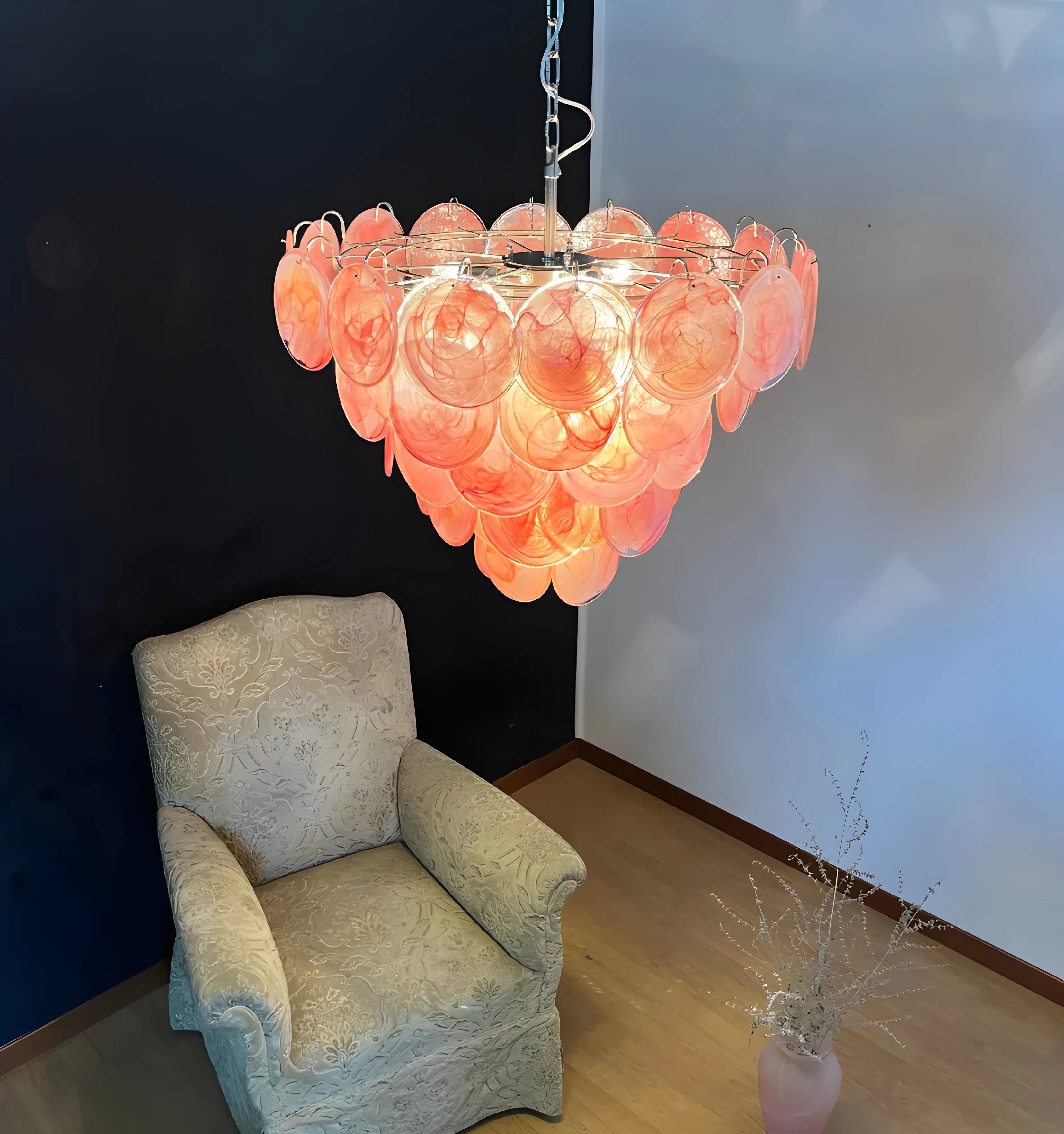 Pink Murano Disc Chandelier - NexioPick