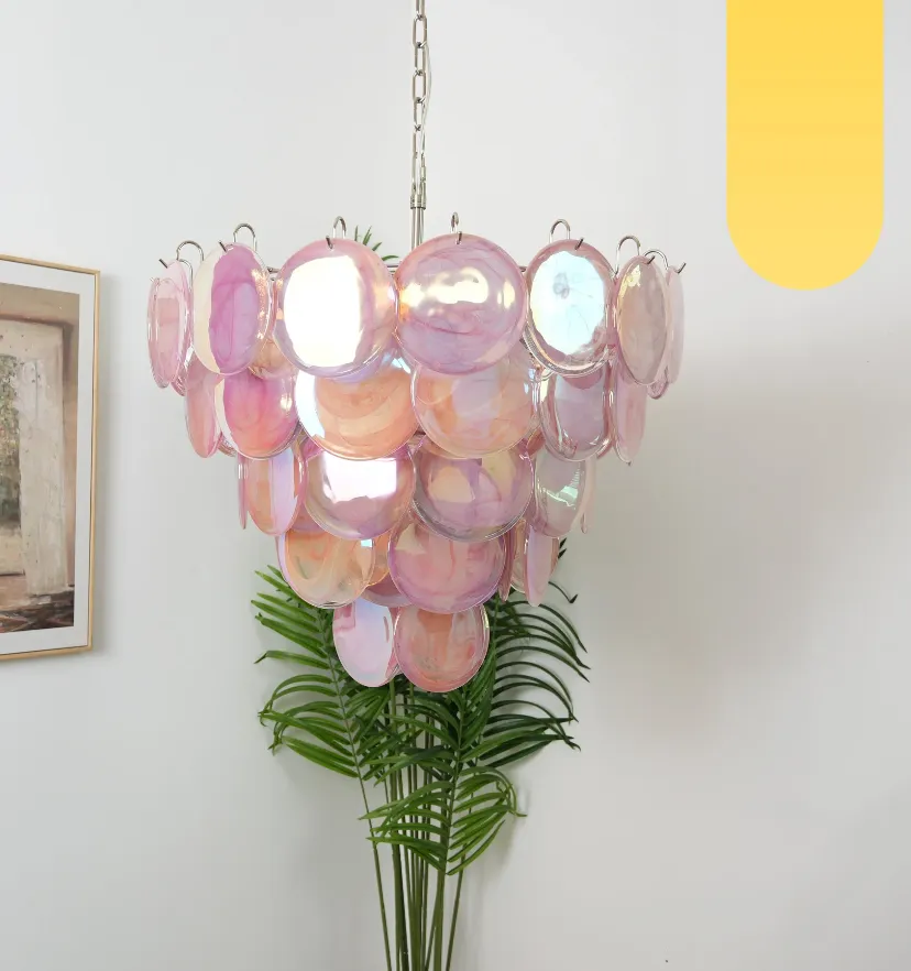 Pink Murano Disc Chandelier - NexioPick