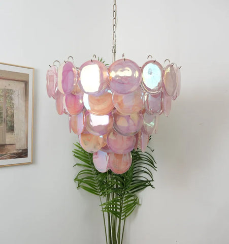 Pink Murano Disc Chandelier - NexioPick
