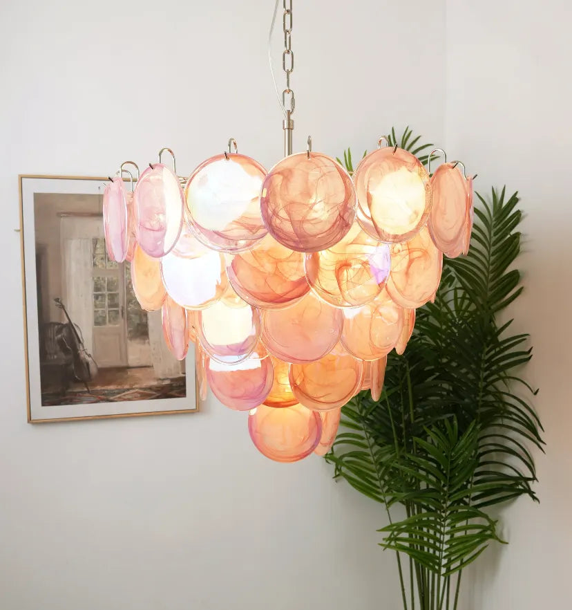 Pink Murano Disc Chandelier - NexioPick