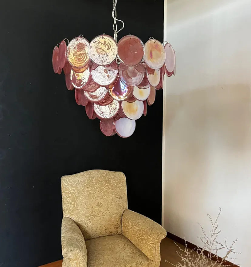 Pink Murano Disc Chandelier - NexioPick