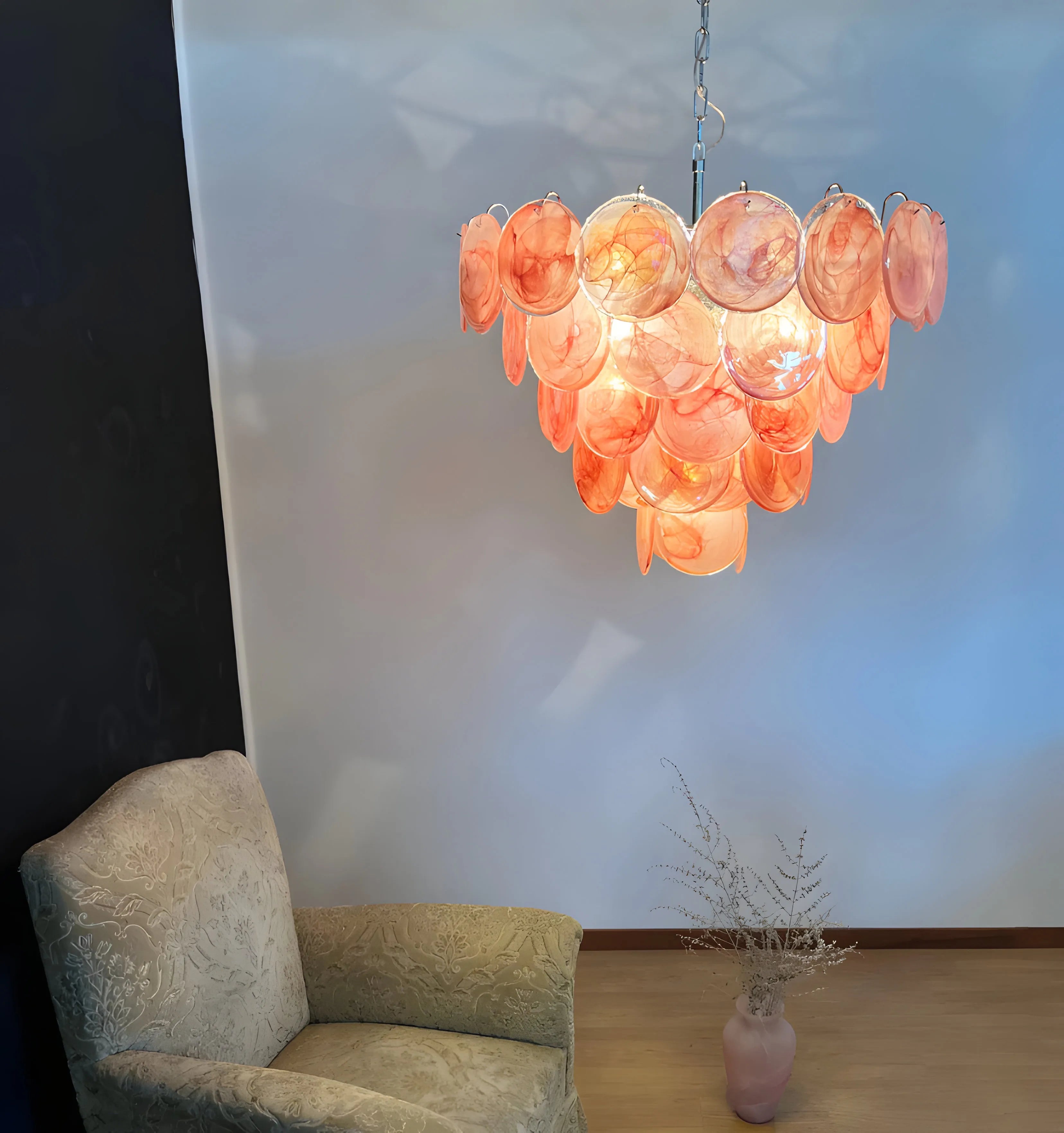 Pink Murano Disc Chandelier - NexioPick
