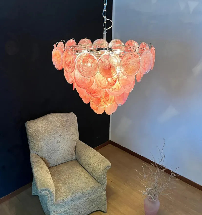 Pink Murano Disc Chandelier - NexioPick