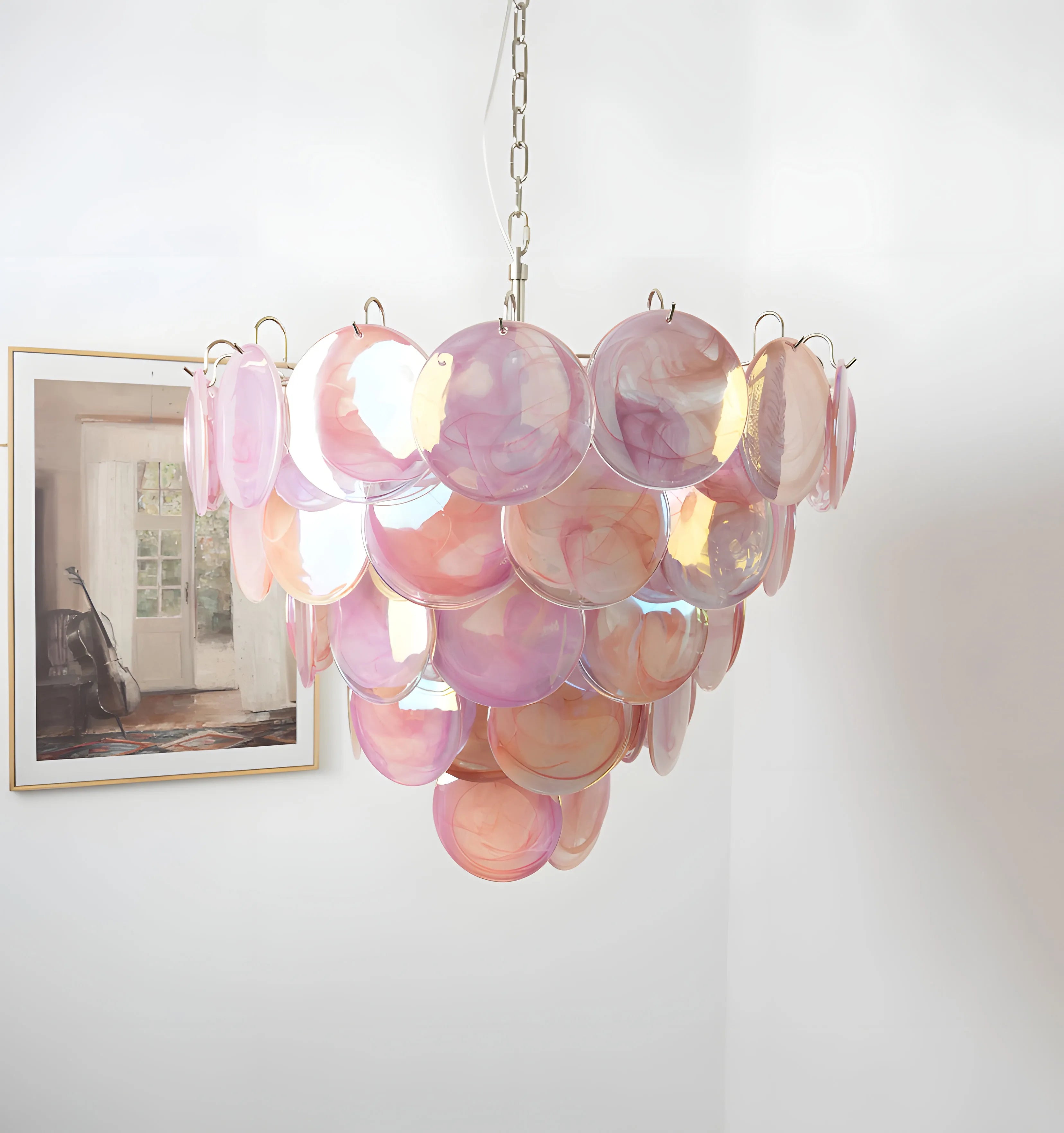 Pink Murano Disc Chandelier - NexioPick