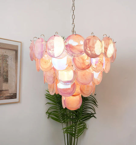 Pink Murano Disc Chandelier - NexioPick