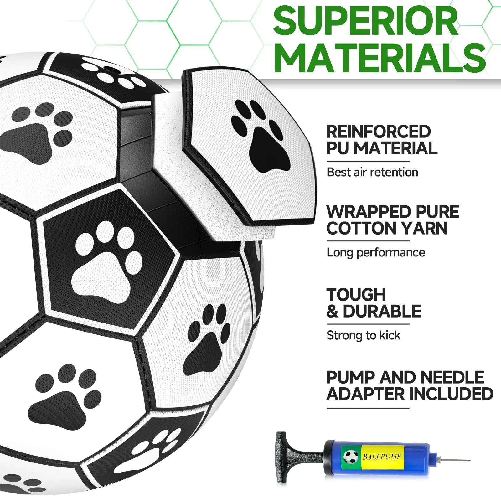 Premium Interactive Dog Soccer Ball – Durable 6" PU Puppy Toy with Handles for Fetch & Training