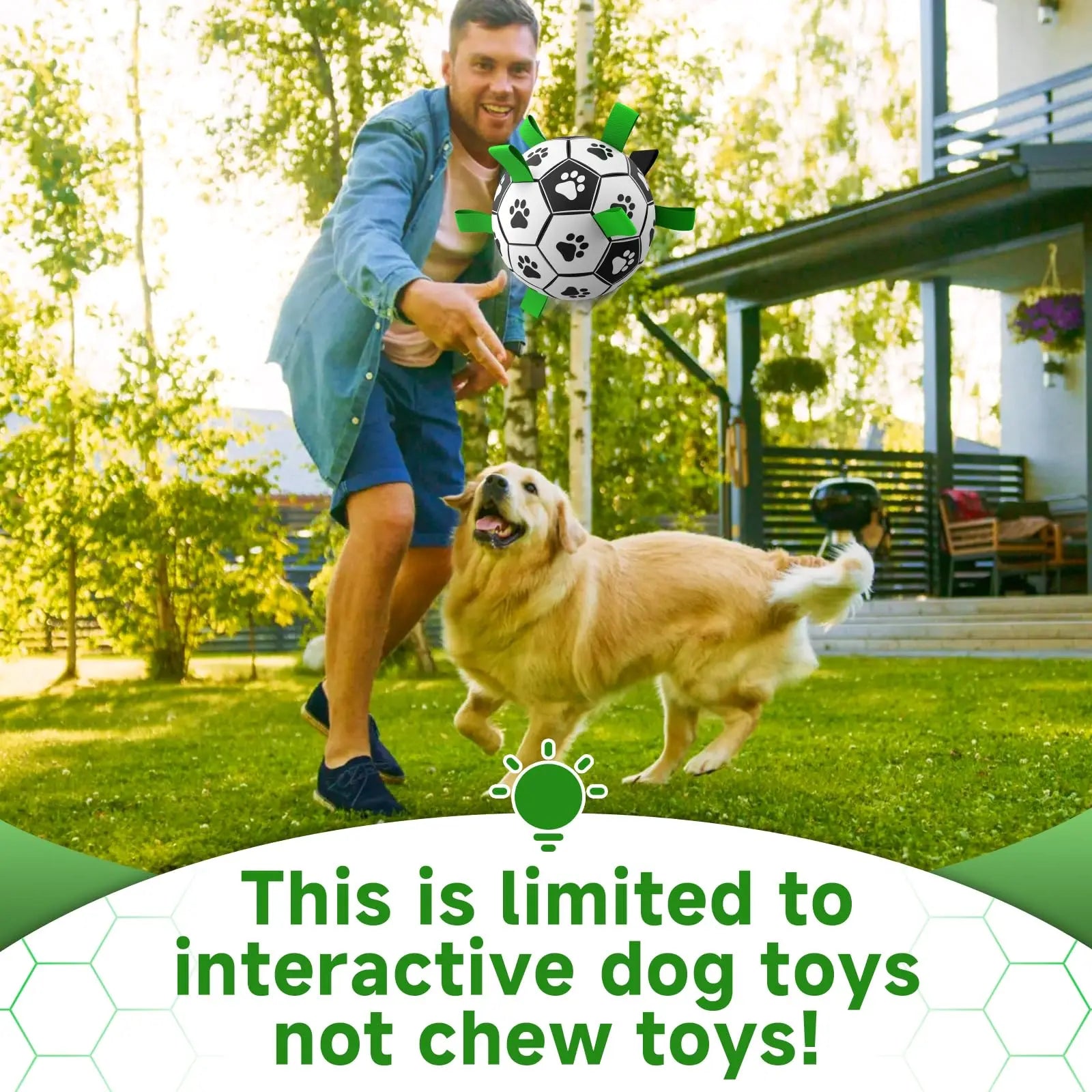 Premium Interactive Dog Soccer Ball – Durable 6" PU Puppy Toy with Handles for Fetch & Training