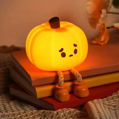 Pumpkin Night Light – Rechargeable Dimmable Silicone LED Lamp for Kids, Nursery, Desk & Halloween Decor