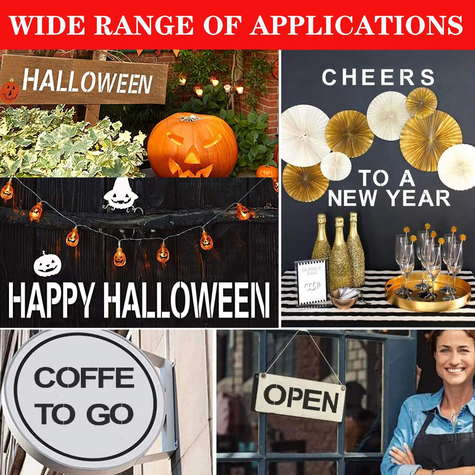 36-Piece Reusable Letter & Number Stencils – Durable Plastic Alphabet Templates for Wood, Fabric, Walls & DIY Crafting