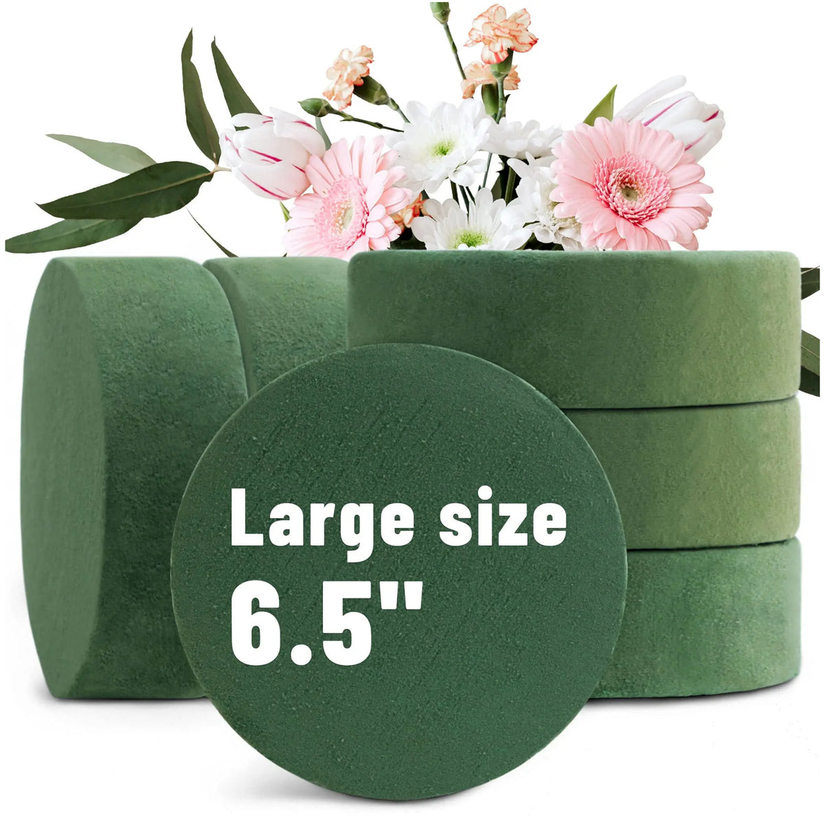 6-Pack Round Floral Foam Blocks – 6.5″ Dry Foam for Artificial & Fresh Flower Arrangements
