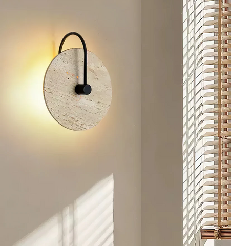Round Travertine Wall Lamp - NexioPick