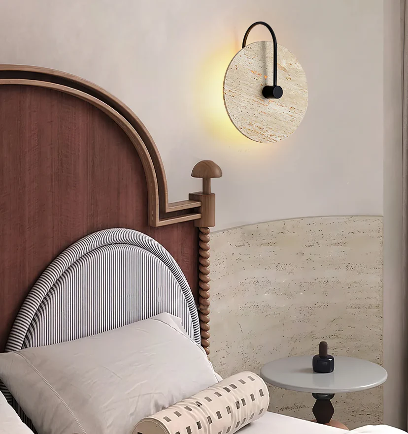 Round Travertine Wall Lamp - NexioPick